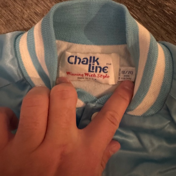 Vintage 80s Chalk Line Minnie Mouse aerobics baby blue bomber - Picture 4 of 5